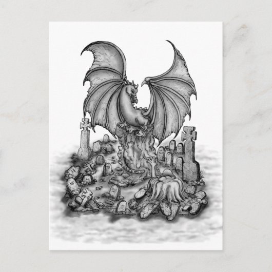 Drache mit Zombie Postkarte (Vorderseite)