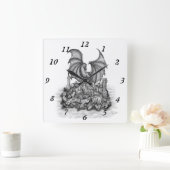 Drache mit Zombie Quadratische Wanduhr (Zuhause)