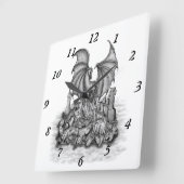 Drache mit Zombie Quadratische Wanduhr (Winkel)