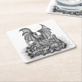 Drache mit Zombie Rechteckiger Pappuntersetzer (angewinkelt)