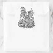 Drache mit Zombie Runder Aufkleber (Tasche)