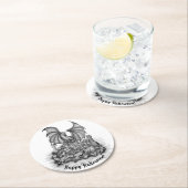 Drache mit Zombie Runder Pappuntersetzer (Vor Ort)