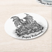 Drache mit Zombie Runder Pappuntersetzer (Angewinkelt)