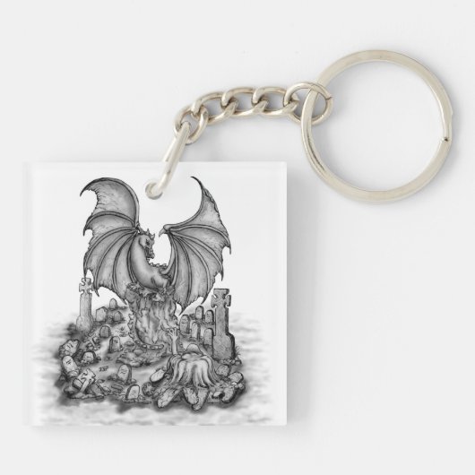 Drache mit Zombie Schlüsselanhänger (Rückseite)
