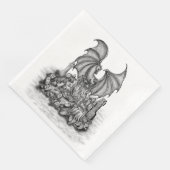Drache mit Zombie Serviette (Ecke)