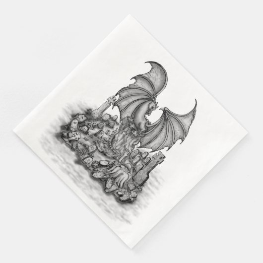 Drache mit Zombie Serviette (Ecke)
