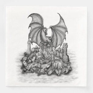 Drache mit Zombie Serviette