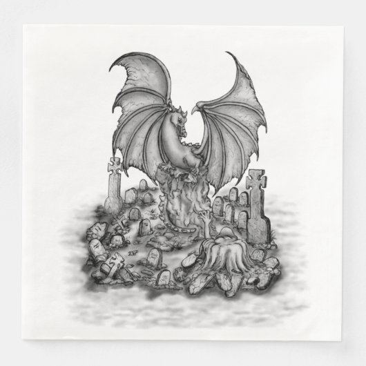 Drache mit Zombie Serviette (Vorderseite)