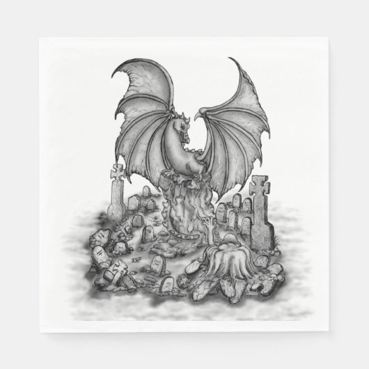Drache mit Zombie Serviette (Vorderseite)