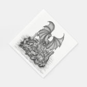 Drache mit Zombie Serviette (Ecke)