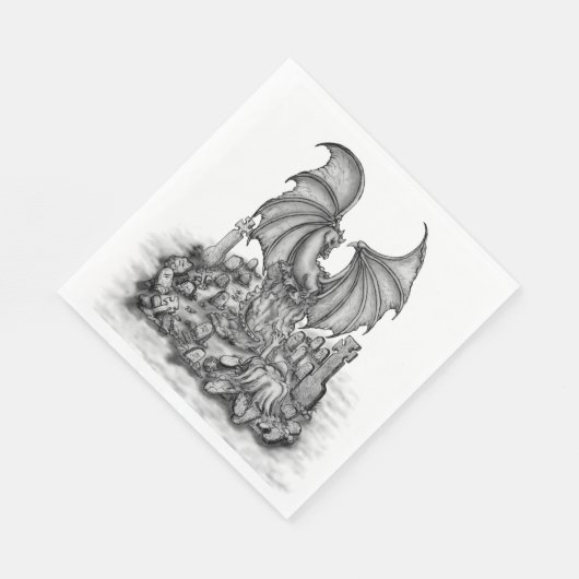 Drache mit Zombie Serviette (Ecke)