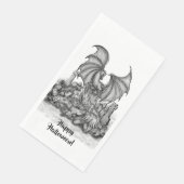 Drache mit Zombie Serviette (Ecke)