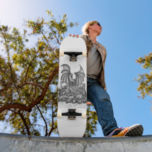 Drache mit Zombie Skateboard