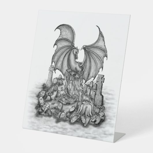 Drache mit Zombie Sockelschild (Vorderseite)