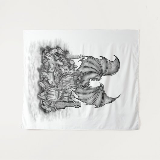 Drache mit Zombie Wandteppich (Vorderseite (Horizontal))