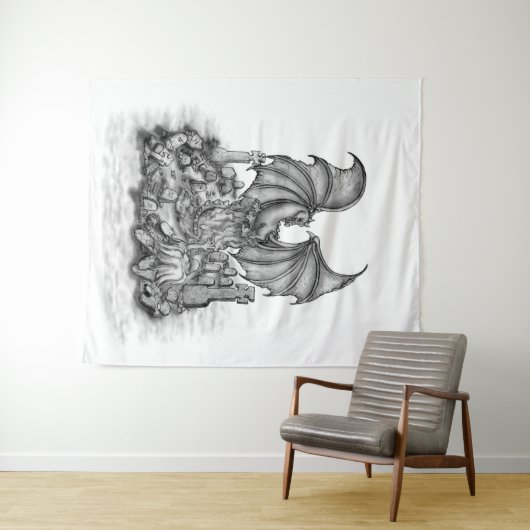 Drache mit Zombie Wandteppich (Beispiel (Horizontal))