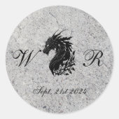 Drache, mittelalterlich runder aufkleber (Vorderseite)