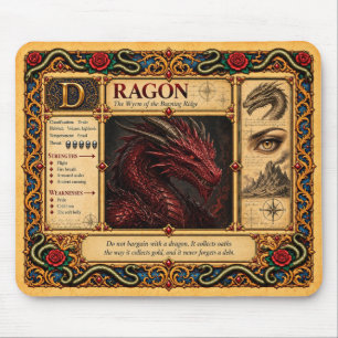 Drache, mittelalterliche Bestiarien-Kunst Mousepad