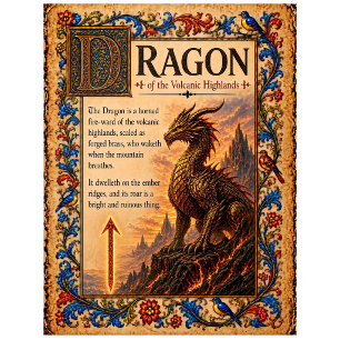 Drache, mittelalterliche Bestiarien-Kunst Postkarte