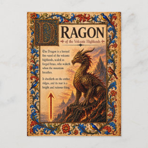 Drache, mittelalterliche Bestiarien-Kunst Postkarte
