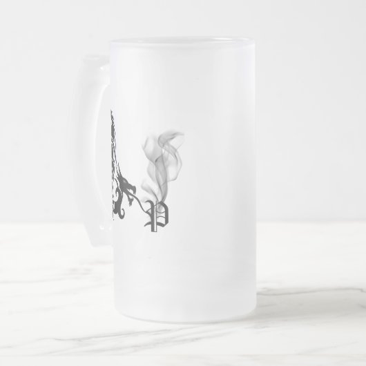 Drache-Monogramm P Mattglas Bierglas (Vorderseite Links)