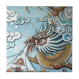 Drache-Mural in chinesischem buddhistischem Tempel Fliese