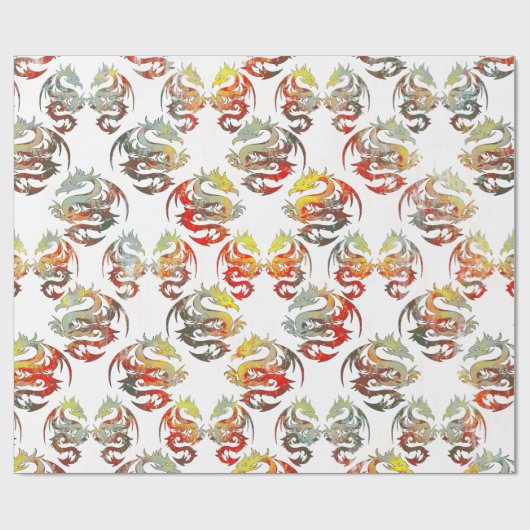 DRACHE-MUSTER GESCHENKPAPIER (Flach)