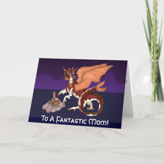 Drache-Mutter-und Baby-fantastische Karte