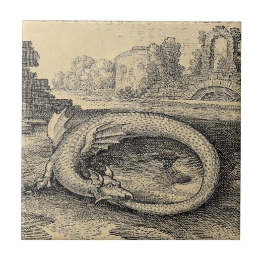 Drache Ouroboros Schlange Fliese (Vorderseite)