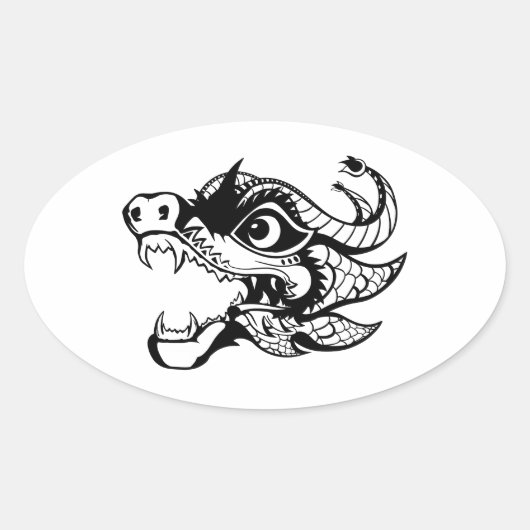 Drache Ovaler Aufkleber (Vorderseite)