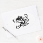 Drache Ovaler Aufkleber (Umschlag)