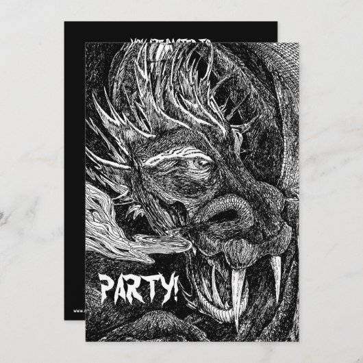 Drache 'Party' Einladung! Einladung (Vorne/Hinten)