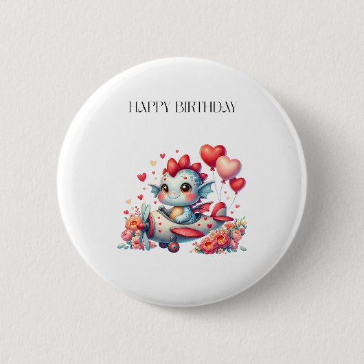 Drache Pilot Geburtstag Button (Vorderseite)