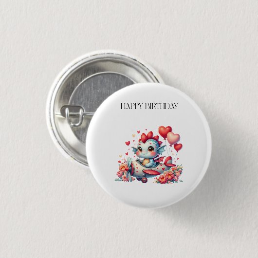 Drache Pilot Geburtstag Button (Vorne & Hinten)