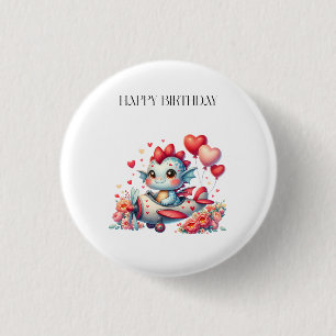 Drache Pilot Geburtstag Button