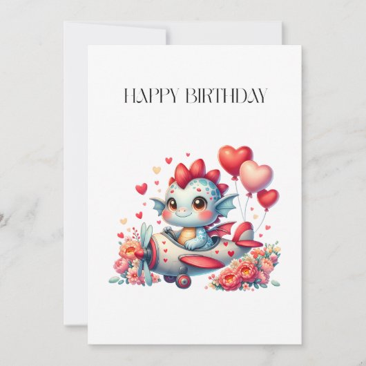 Drache Pilot Geburtstag Einladung (Vorderseite)