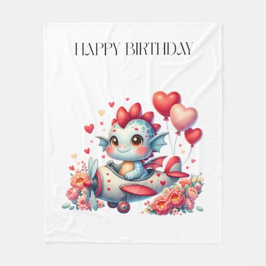 Drache Pilot Geburtstag Fleecedecke (Vorderseite)