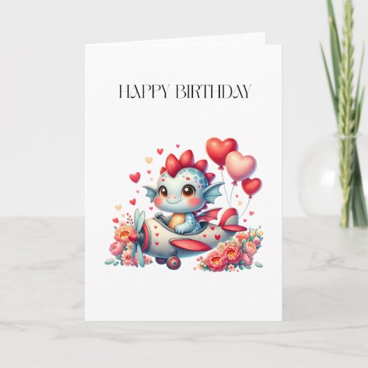 Drache Pilot Geburtstag Karte (Vorderseite)