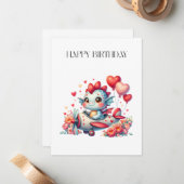 Drache Pilot Geburtstag Mitteilungskarte (Vorderseite/Rückseite Beispiel)