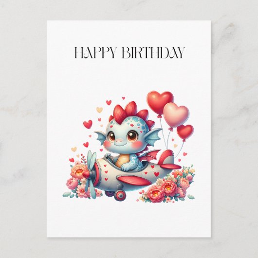 Drache Pilot Geburtstag Postkarte (Vorderseite)