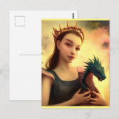 Drache prinzessin mit jungem Drachen  Postkarte (Vorne/Hinten)