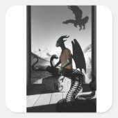 Drache Quadratischer Aufkleber (Vorderseite)