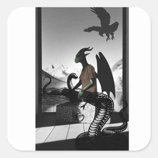 Drache Quadratischer Aufkleber (Vorderseite)