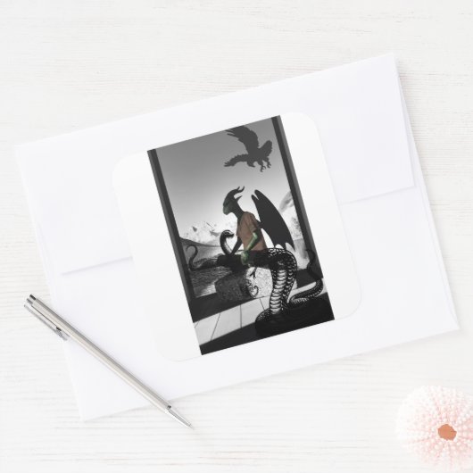 Drache Quadratischer Aufkleber (Umschlag)