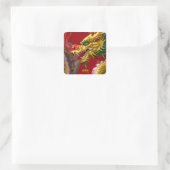 Drache Quadratischer Aufkleber (Tasche)