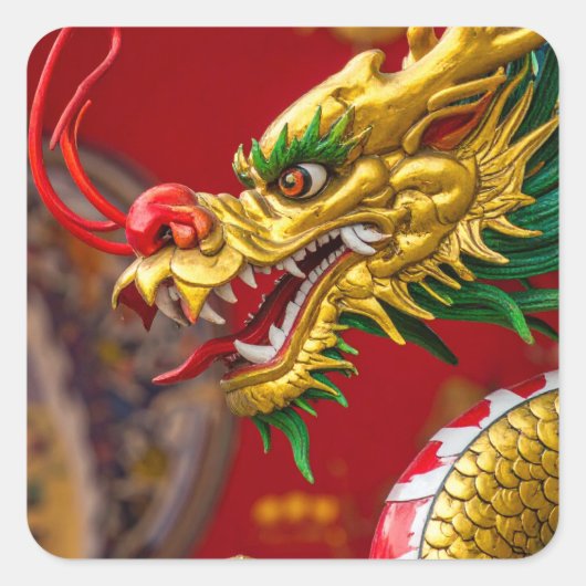 Drache Quadratischer Aufkleber (Vorderseite)