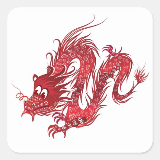 Drache Quadratischer Aufkleber (Vorderseite)