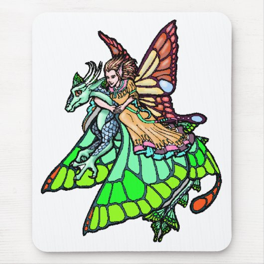 Drache-Reiter-Fee Mousepad (Vorne)