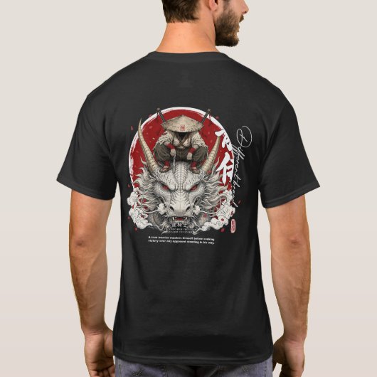 Drache Reiter Samurai Krieger T-Shirt | Japanisch (Rückseite)