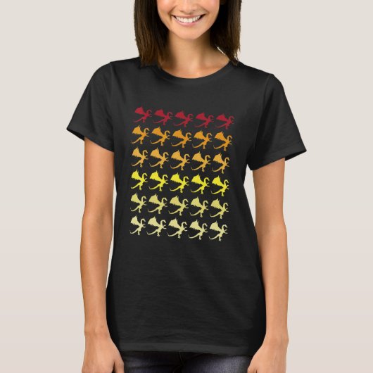 Drache Retro-Tiermuster T-Shirt (Vorderseite)
